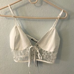 Nasty Gal white bralette lace tie crop top